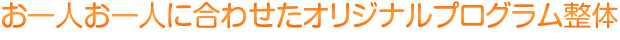 お一人お一人に合わせたオリジナルプログラム整体